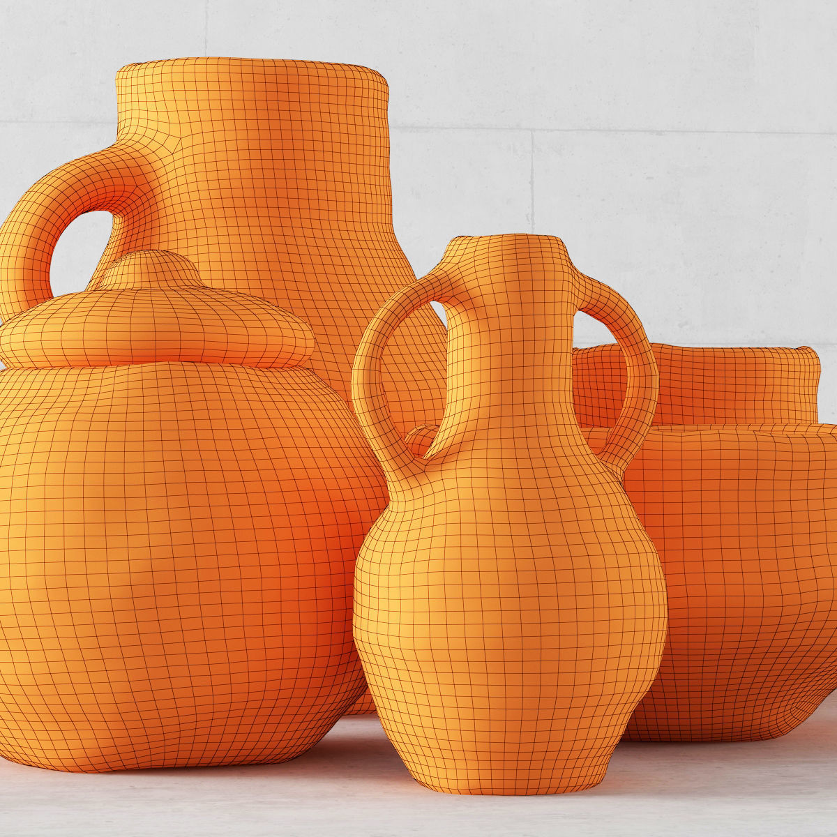 Old clay dishes n2 3D model_9