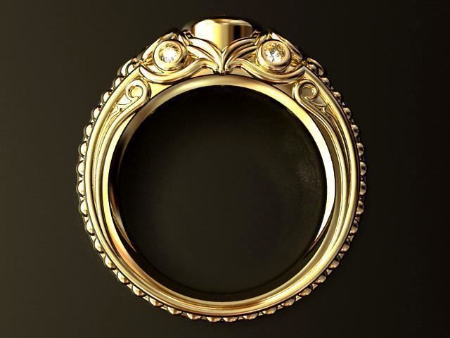 Gothic Diamond RING O 3D print model_4