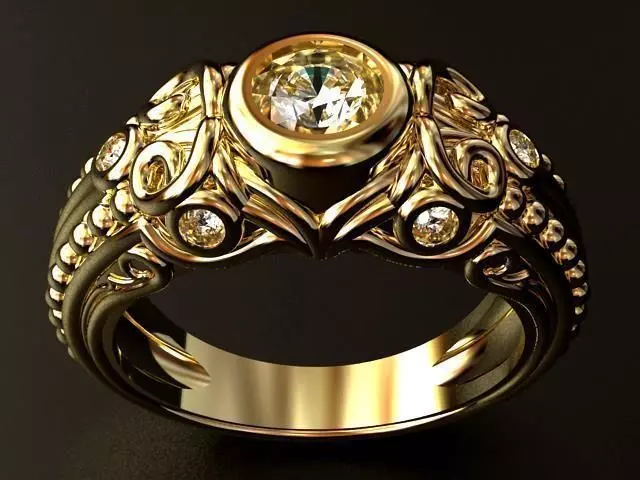Gothic Diamond RING O 3D print model_0