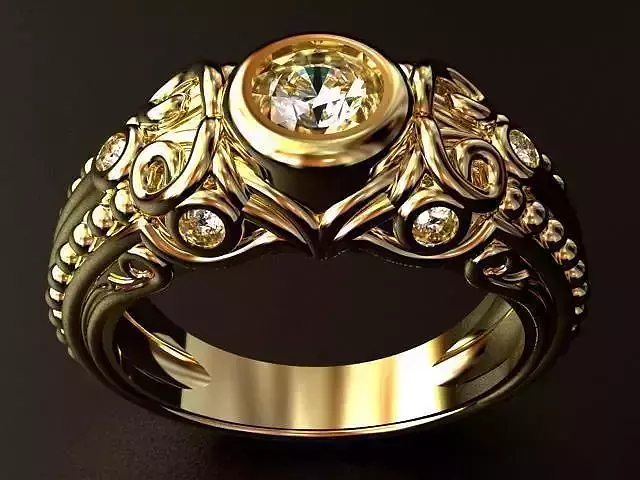 Gothic Diamond RING O 3D print model