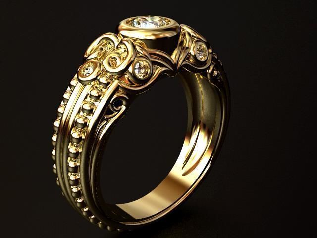 Gothic Diamond RING O 3D print model_1