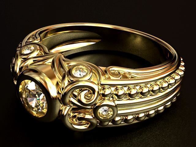 Gothic Diamond RING O 3D print model_2