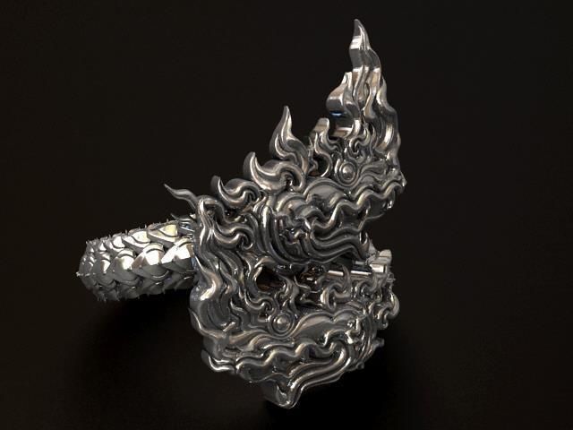 2 Heads Naga Ring 3D print model_4