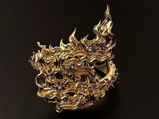 2 Heads Naga Ring 3D print model_1