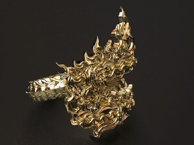 2 Heads Naga Ring 3D print model_3