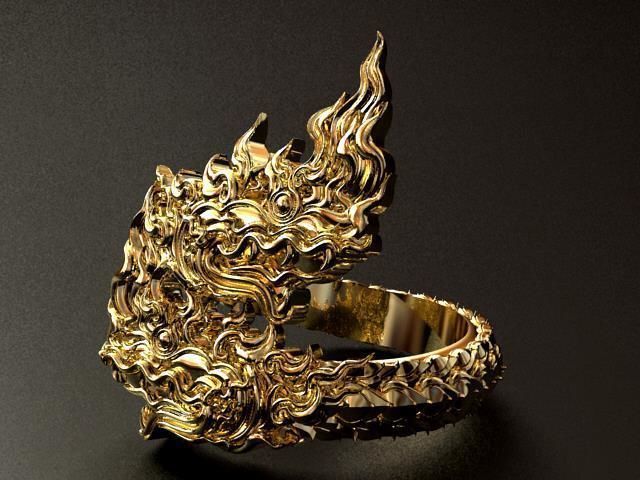 2 Heads Naga Ring 3D print model_8