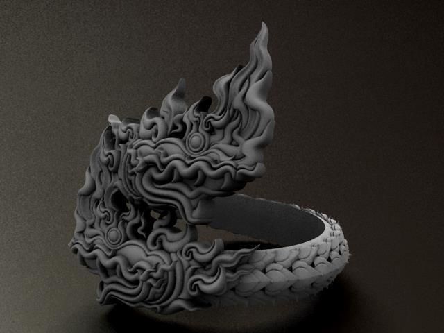 2 Heads Naga Ring 3D print model_7