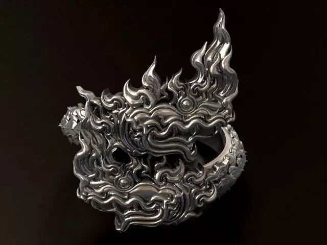 2 Heads Naga Ring 3D print model_0