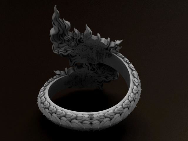 2 Heads Naga Ring 3D print model_5