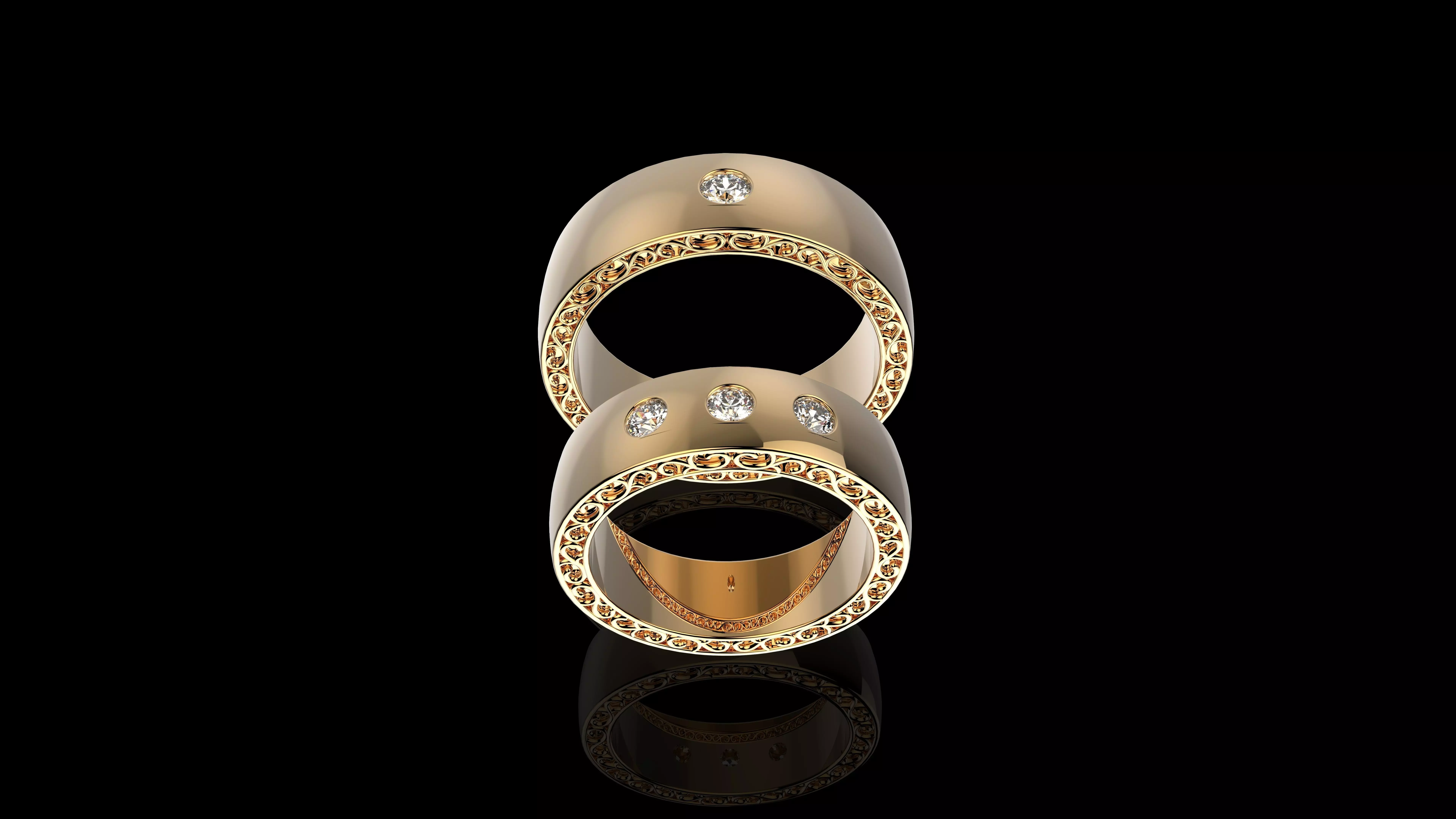 Engagement Rings and Diamond Wedding Rings 3D print model_0