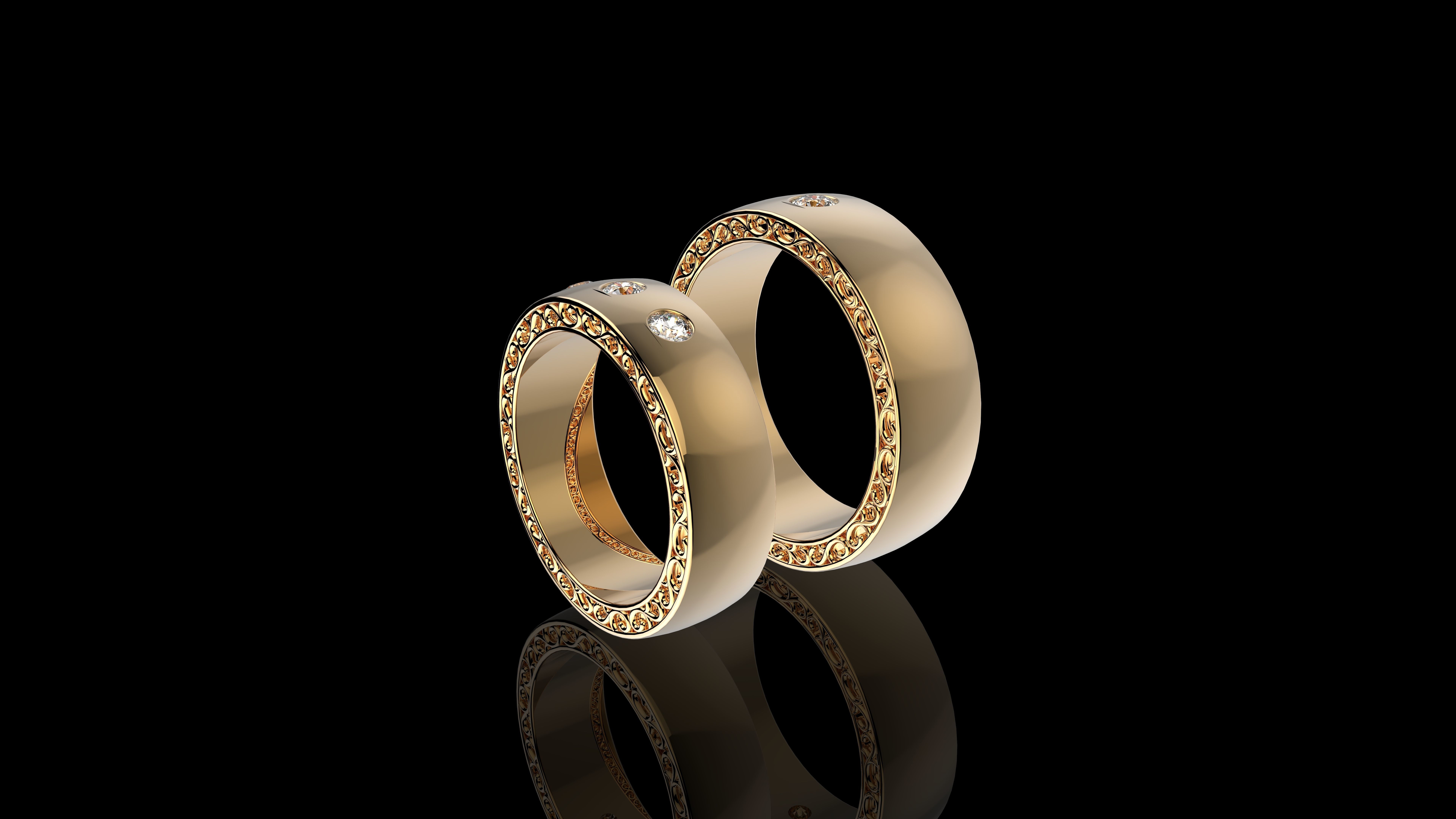 Engagement Rings and Diamond Wedding Rings 3D print model_2