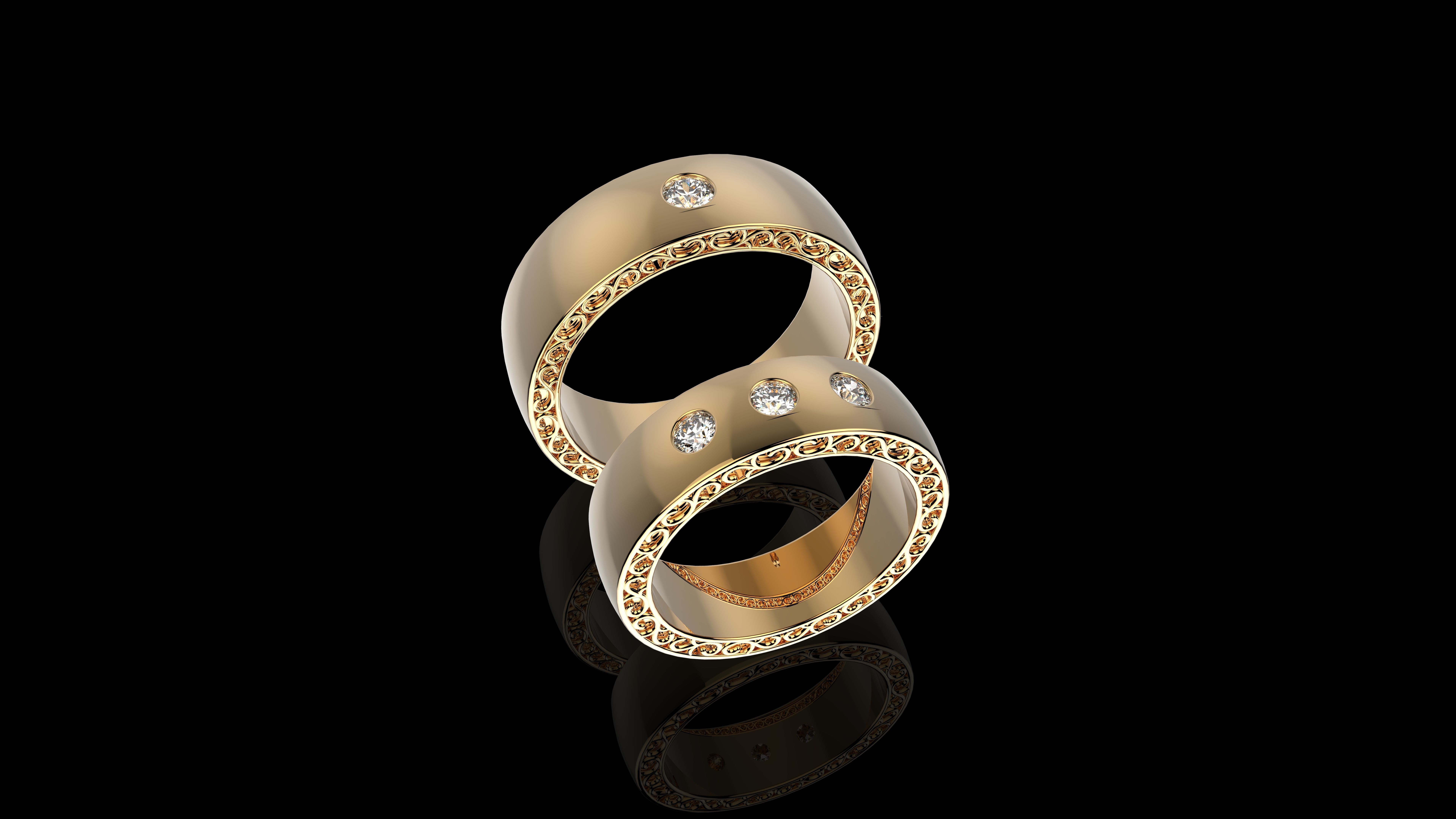 Engagement Rings and Diamond Wedding Rings 3D print model_1