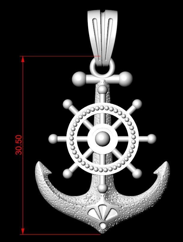 Stylish pendant in the form of an anchor 301 3D print model_15