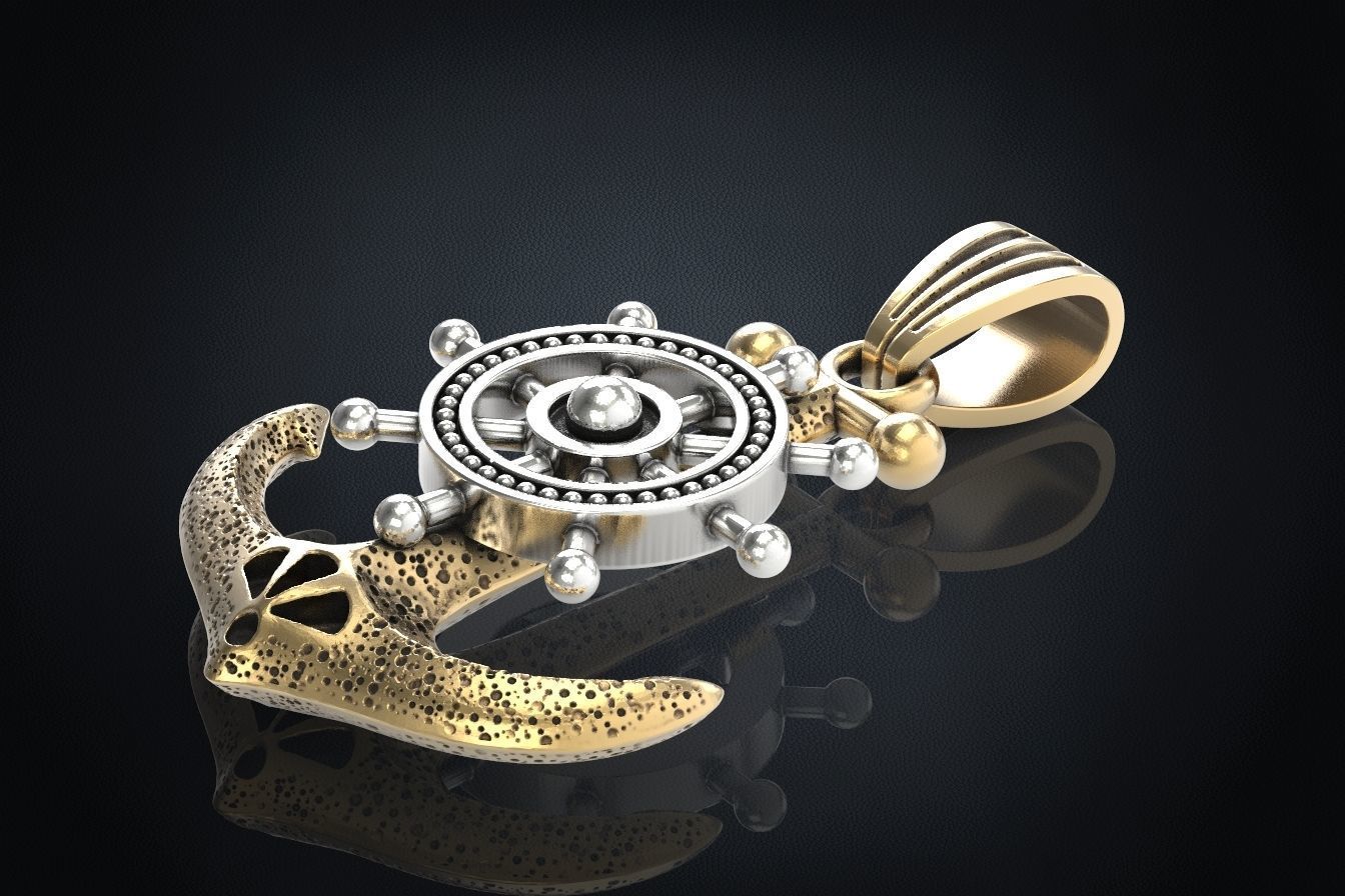 Stylish pendant in the form of an anchor 301 3D print model_4