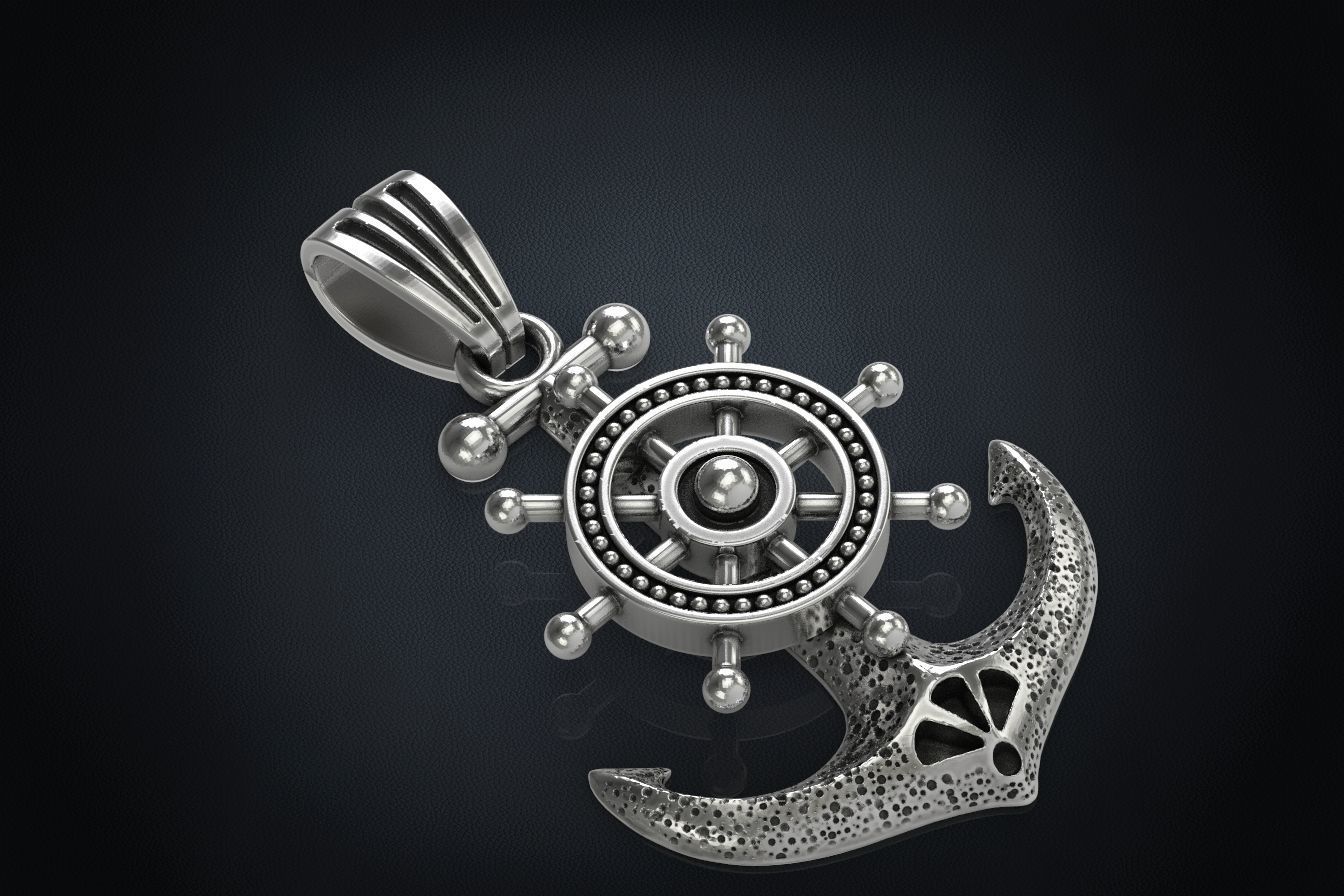 Stylish pendant in the form of an anchor 301 3D print model_10