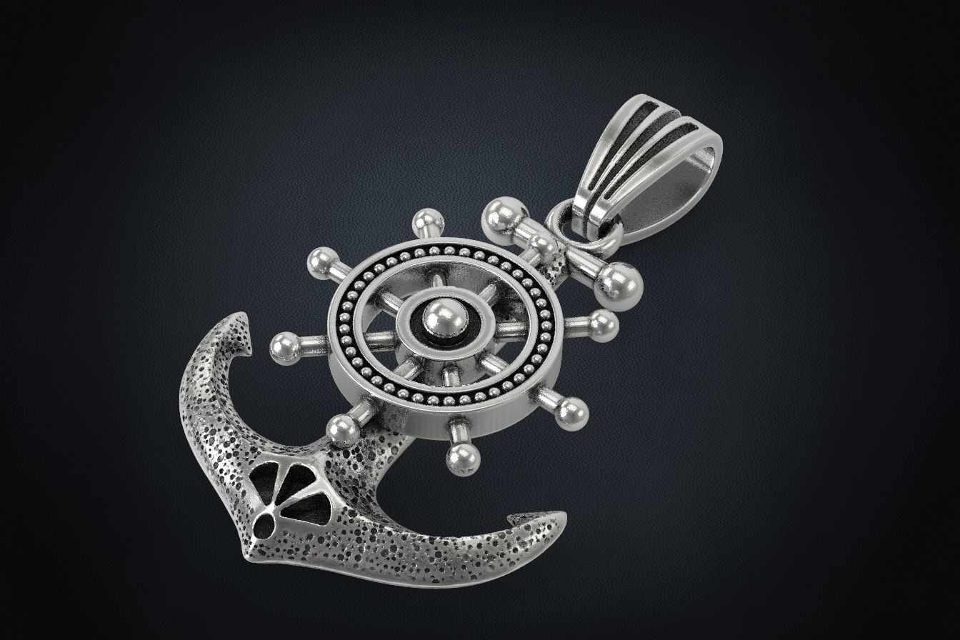 Stylish pendant in the form of an anchor 301 3D print model_3