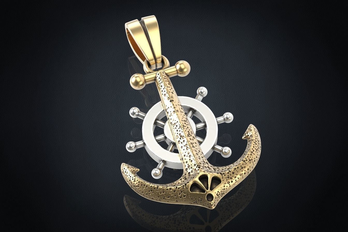 Stylish pendant in the form of an anchor 301 3D print model_8