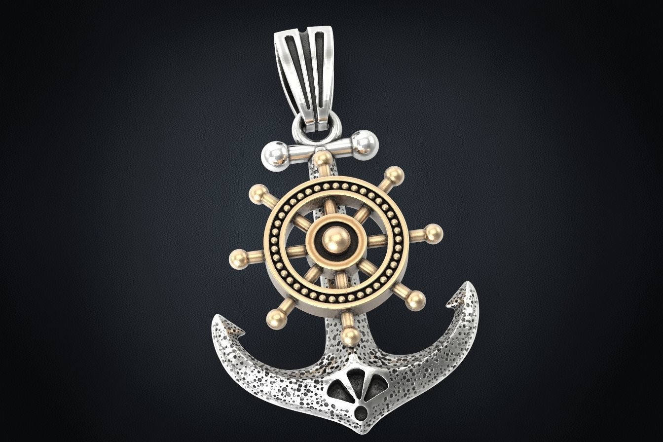Stylish pendant in the form of an anchor 301 3D print model_2