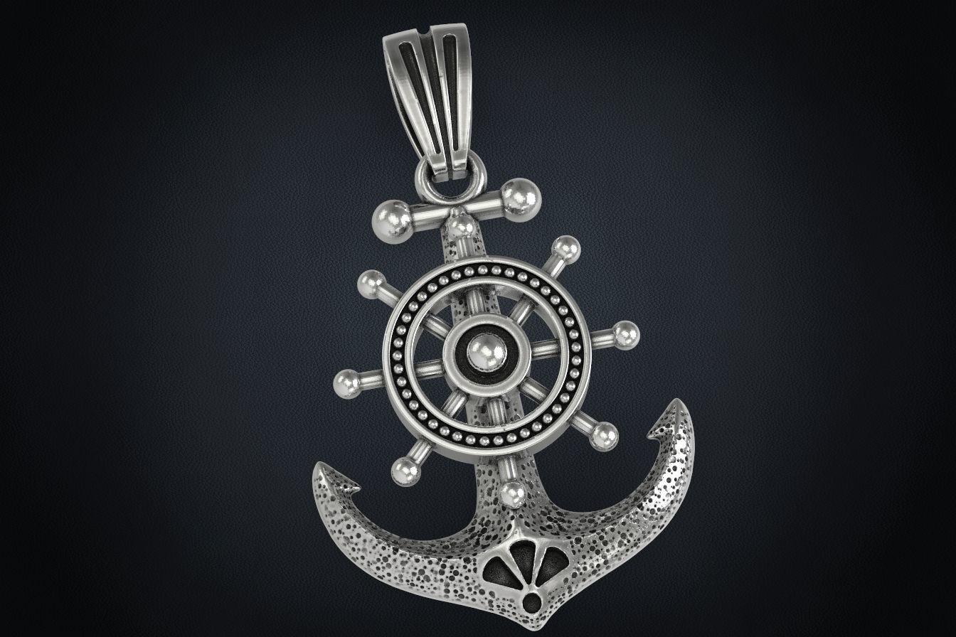 Stylish pendant in the form of an anchor 301 3D print model_1