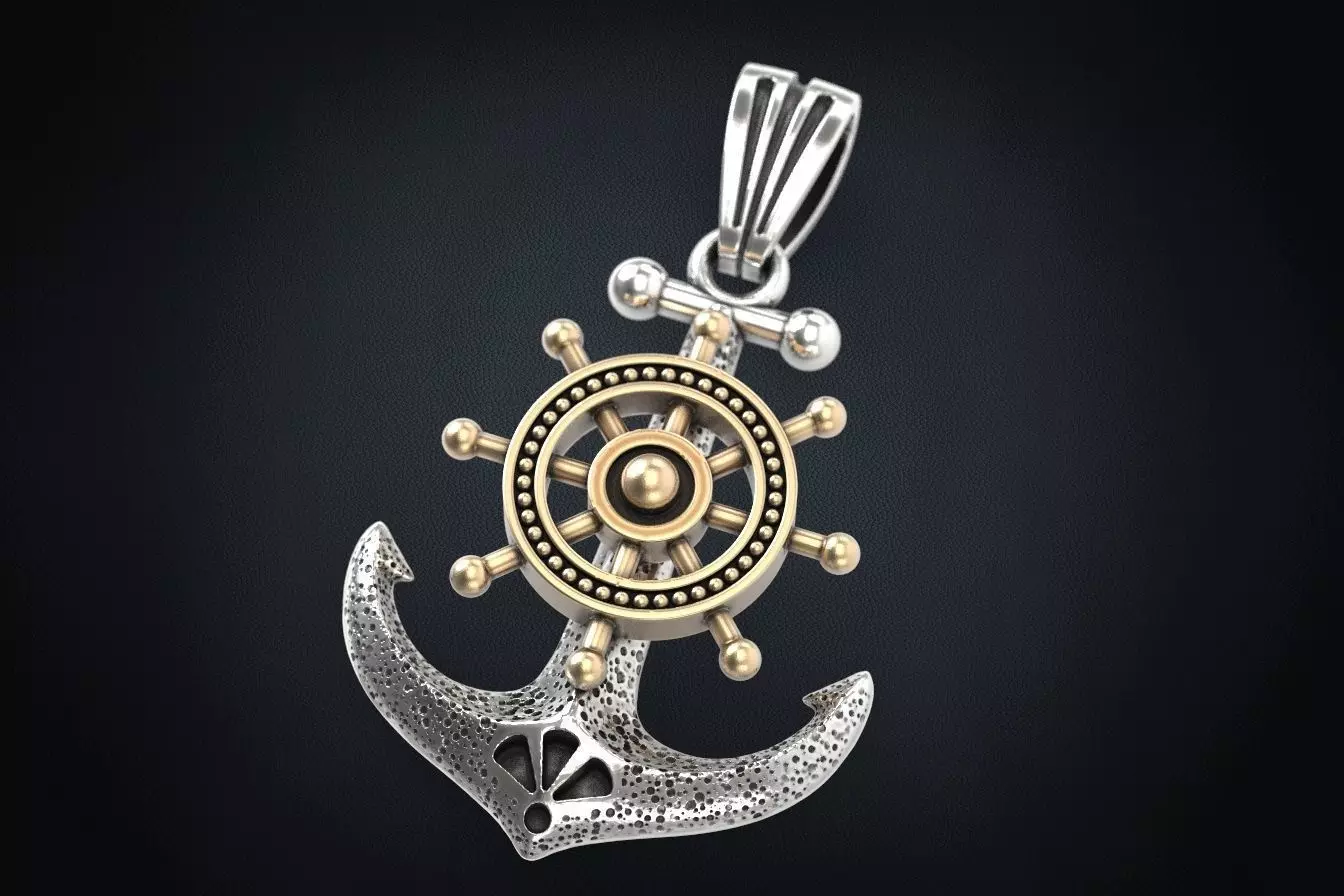 Stylish pendant in the form of an anchor 301 3D print model_0