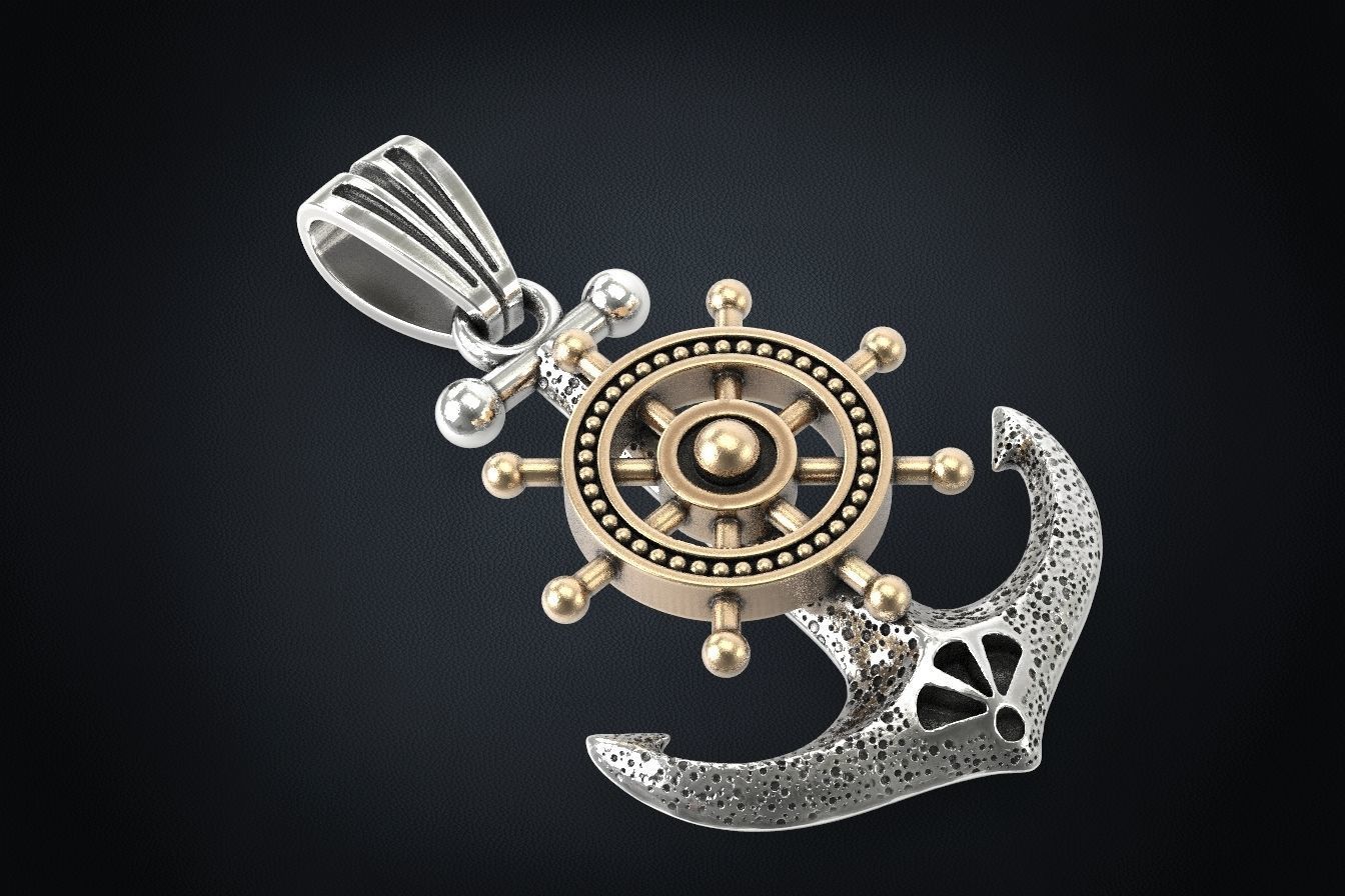 Stylish pendant in the form of an anchor 301 3D print model_5