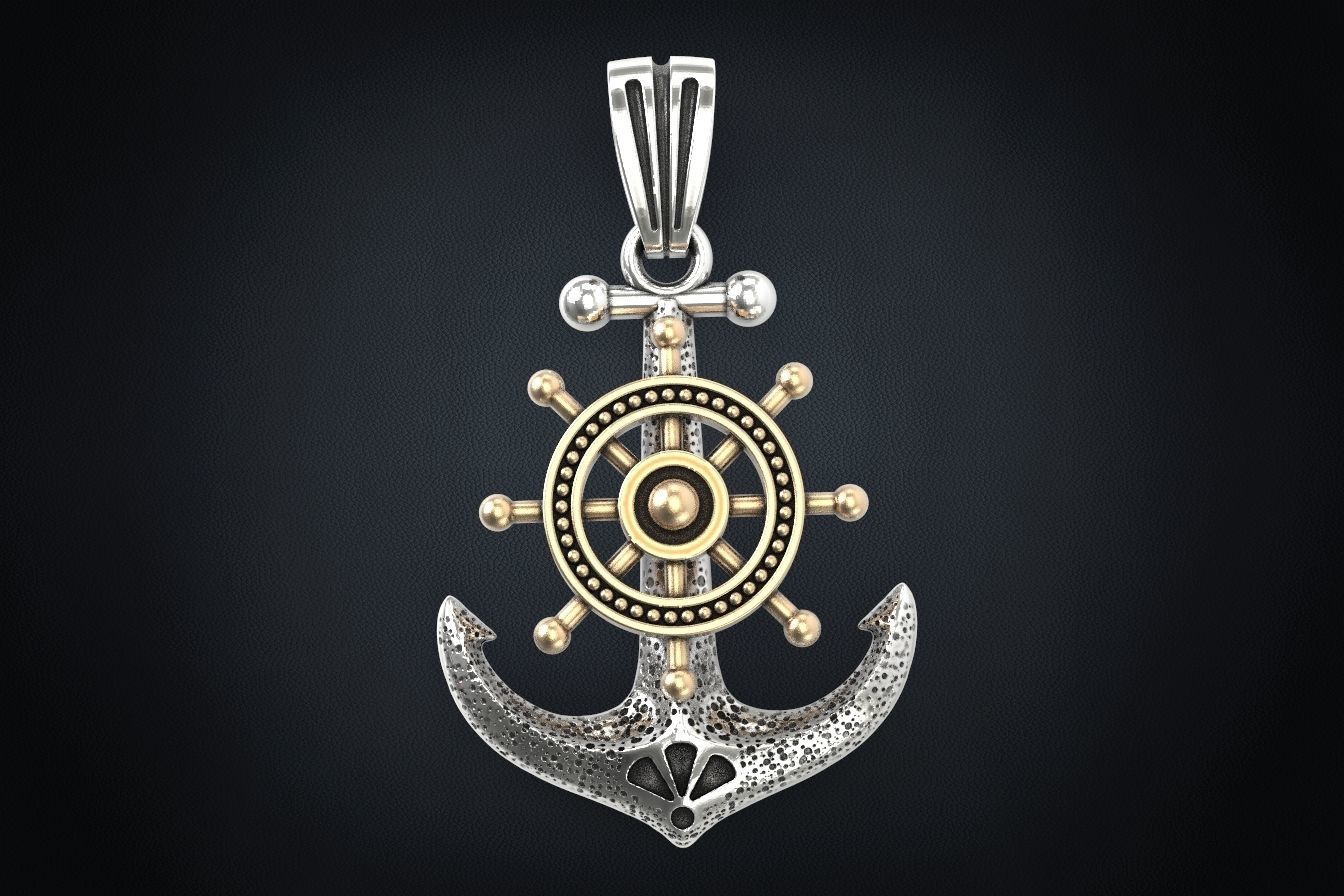 Stylish pendant in the form of an anchor 301 3D print model_6