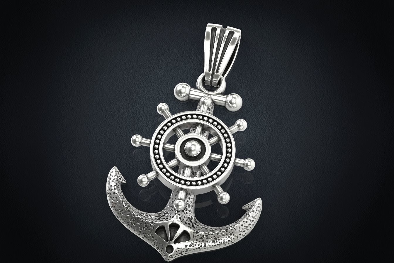 Stylish pendant in the form of an anchor 301 3D print model_9