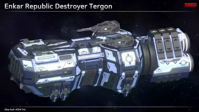 Spaceship Enkar Republic Destroyer Tergon Low-poly 3D model