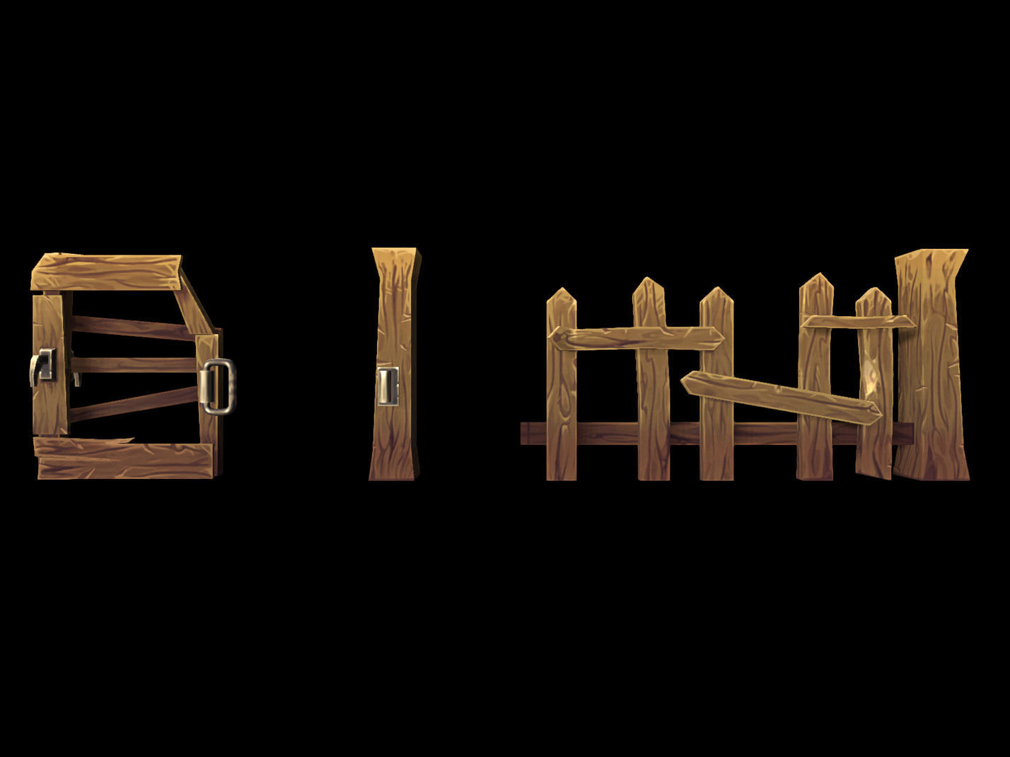 Fantasy Modular Fence Low-poly 3D model_5