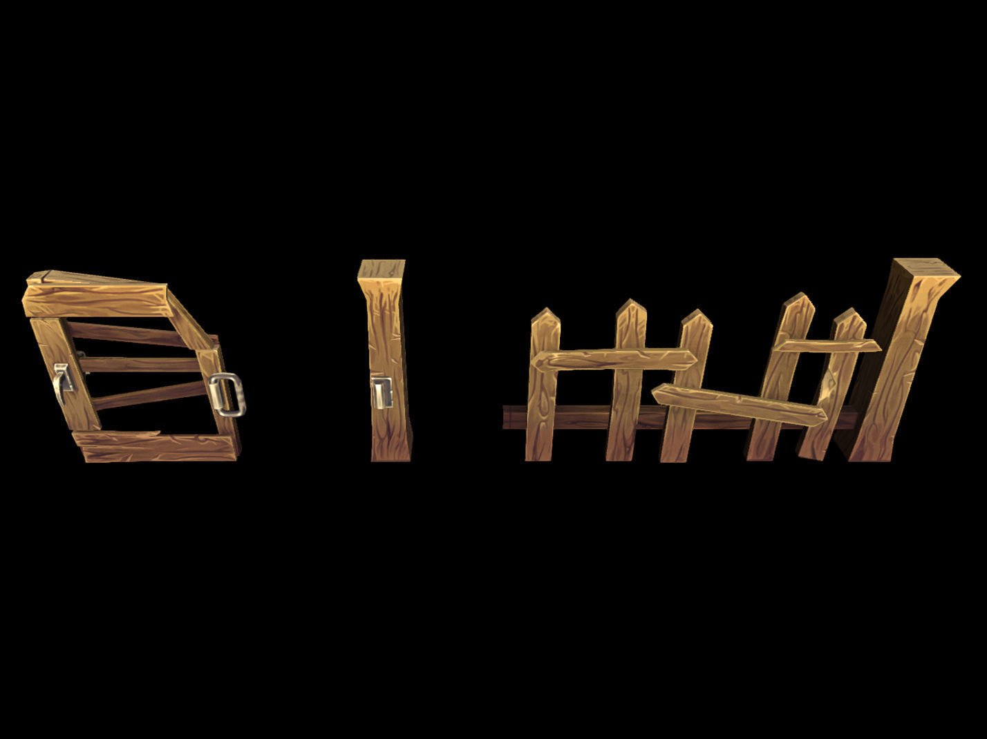 Fantasy Modular Fence Low-poly 3D model_6