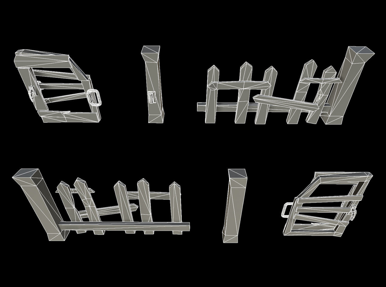 Fantasy Modular Fence Low-poly 3D model_7