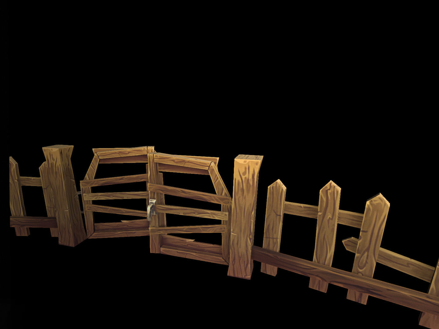 Fantasy Modular Fence Low-poly 3D model_1