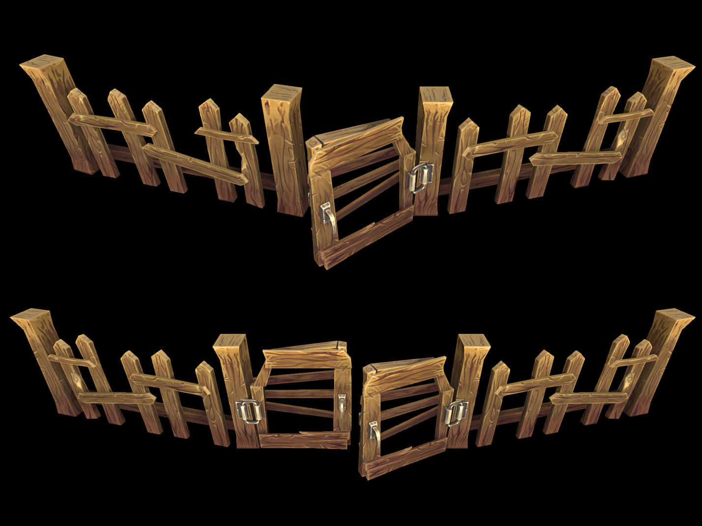 Fantasy Modular Fence Low-poly 3D model_2