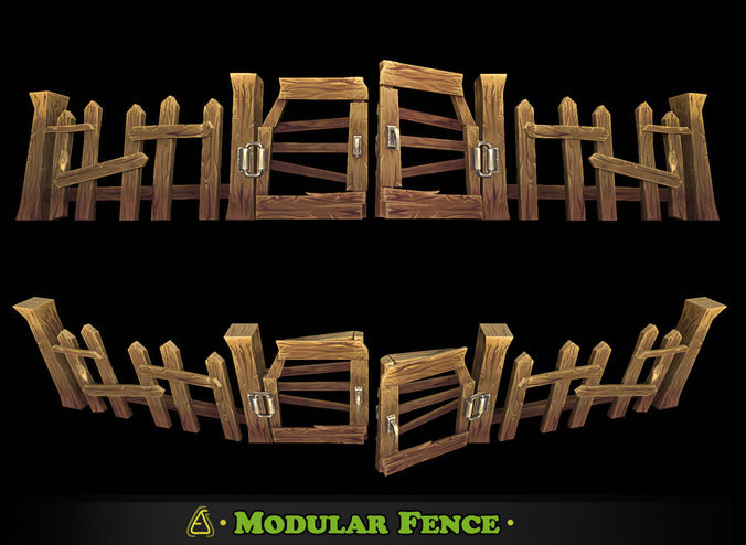Fantasy Modular Fence Low-poly 3D model
