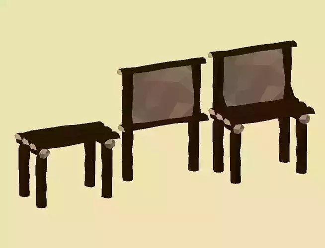 PACK 002 Wooden Table Billboard Workbench