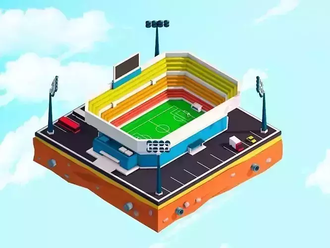 Cartoon Low Poly City Stadium