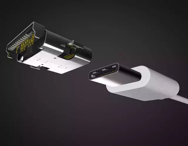 Usb type c male and female connector 3D model
