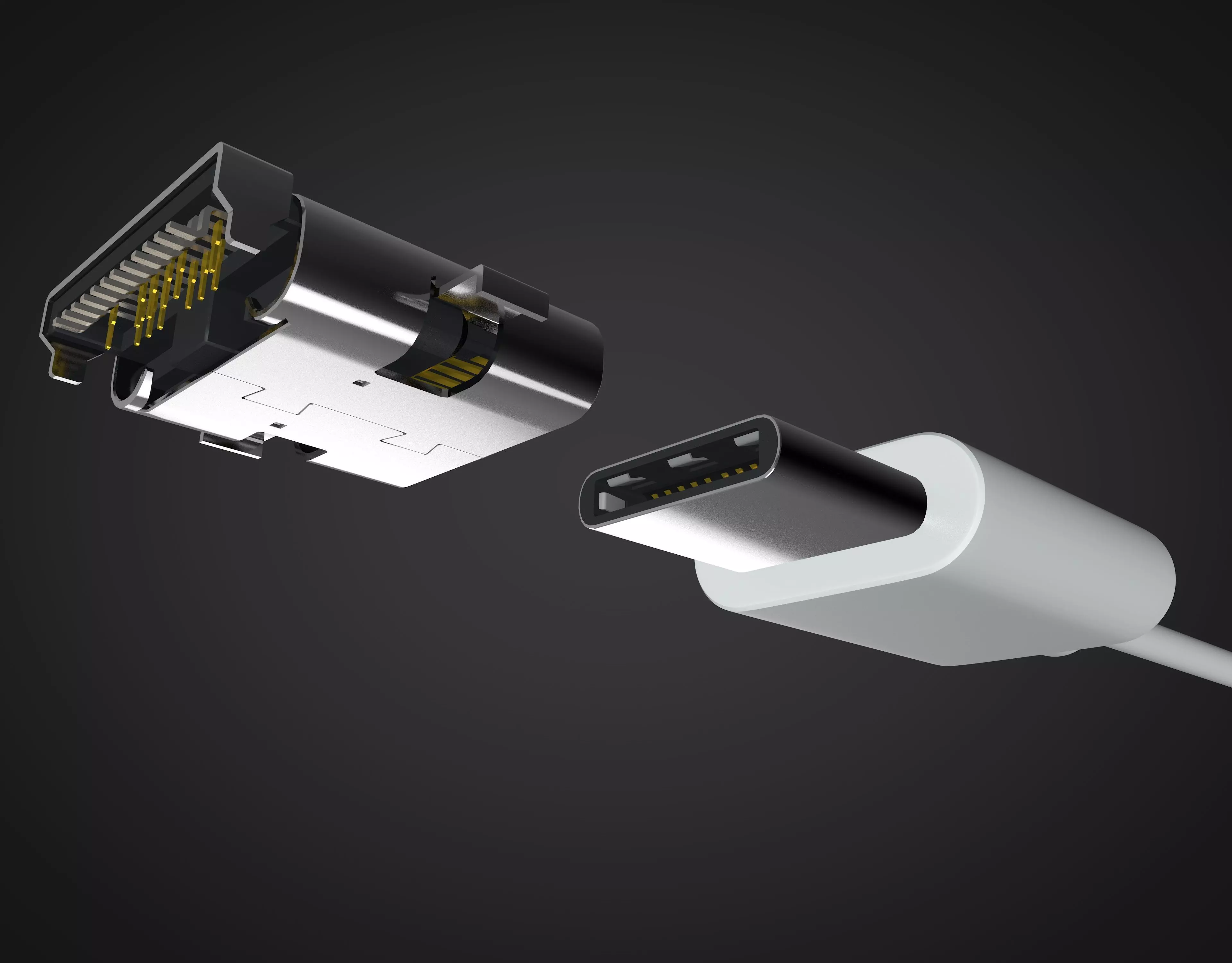 Usb type c male and female connector 3D model