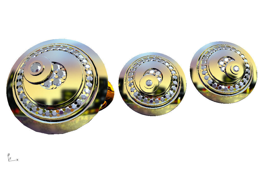 Set with diamonds  Ring and earrings 3D print model_2