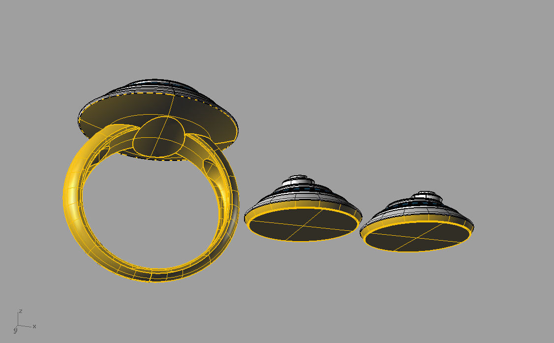 Set with diamonds  Ring and earrings 3D print model_5