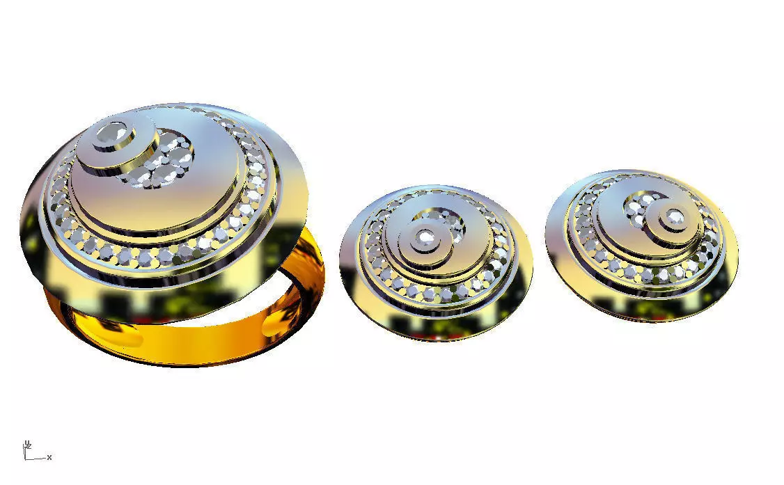 Set with diamonds  Ring and earrings 3D print model_0