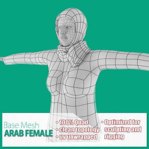 Arab Female Low-poly 3D model
