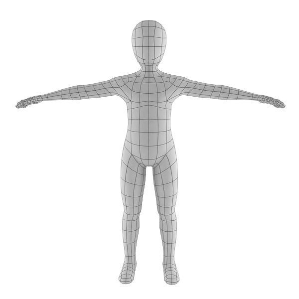 Boy Base Mesh Low-poly 3D model_3
