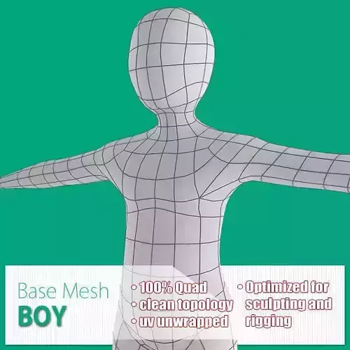 Boy Base Mesh Low-poly 3D model