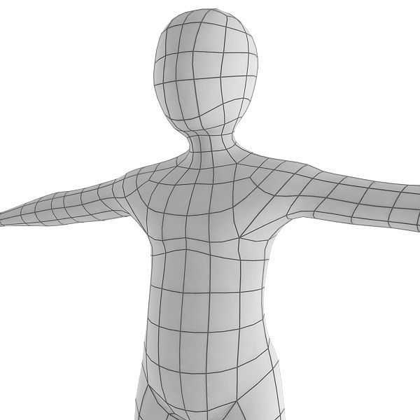 Boy Base Mesh Low-poly 3D model_2