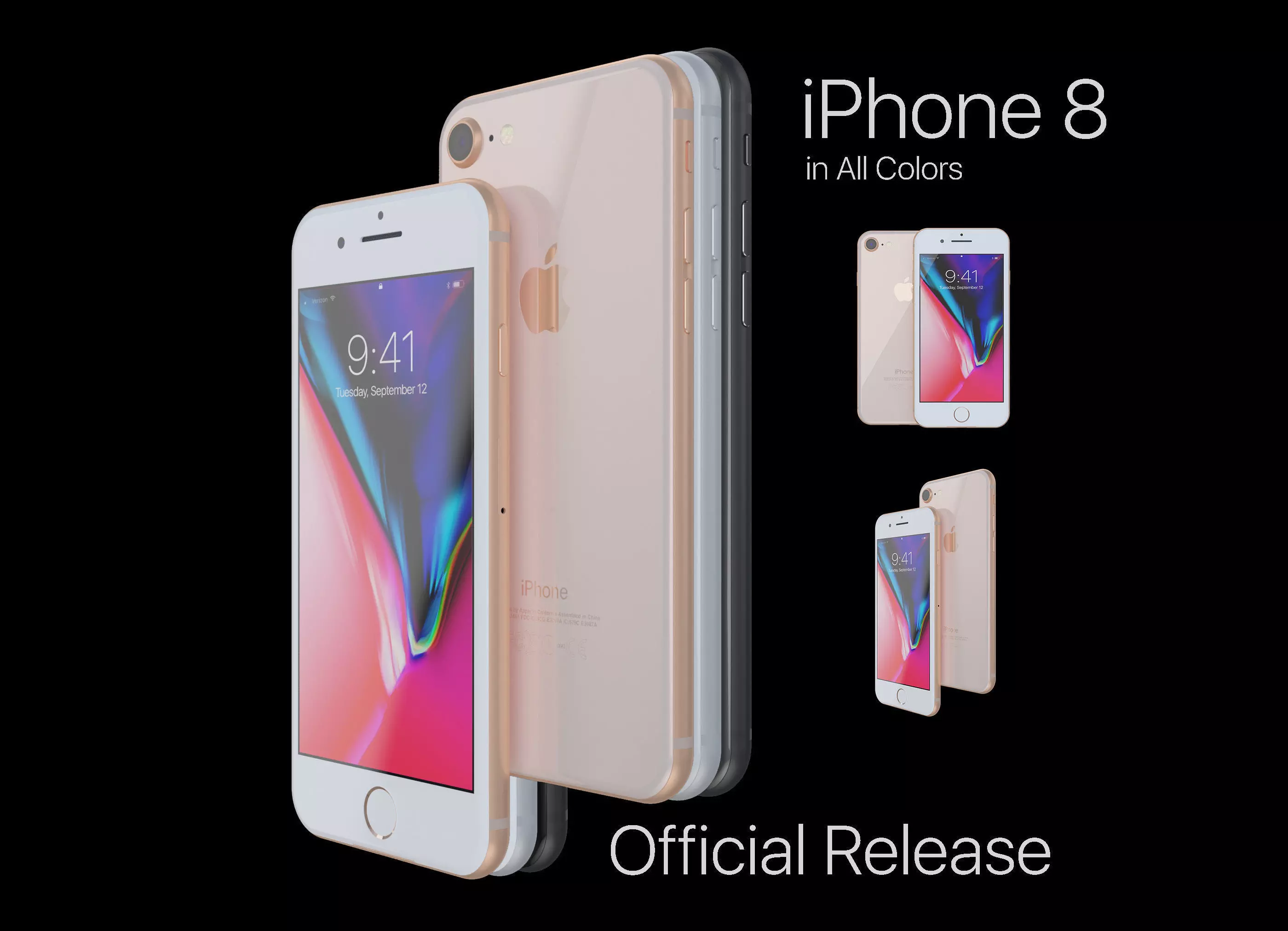 Apple iPhone 8 in All Color Low-poly 3D model_0