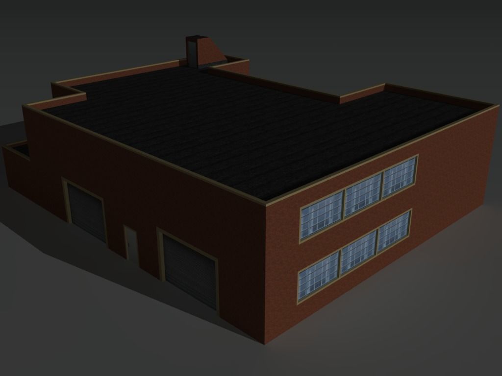 Factory Building Set 9 Low-poly 3D model_3