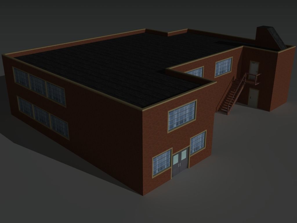 Factory Building Set 9 Low-poly 3D model_4