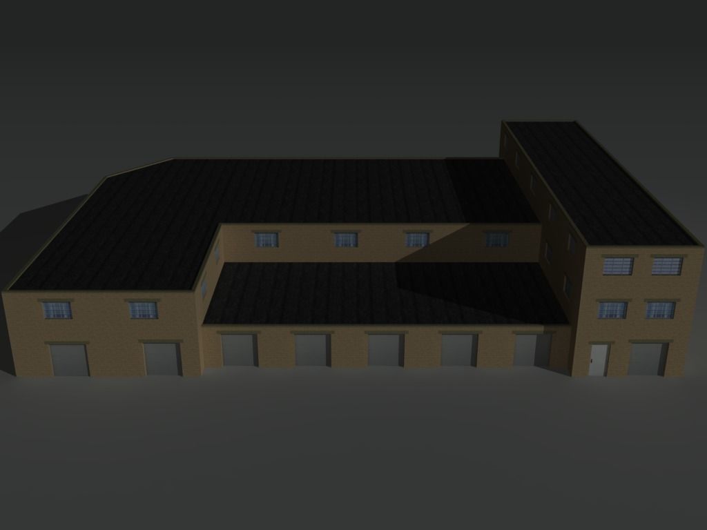 Factory Building Set 9 Low-poly 3D model_11