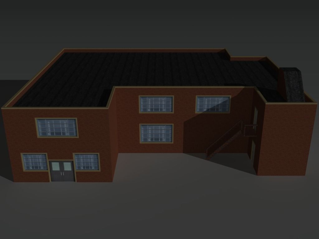 Factory Building Set 9 Low-poly 3D model_1
